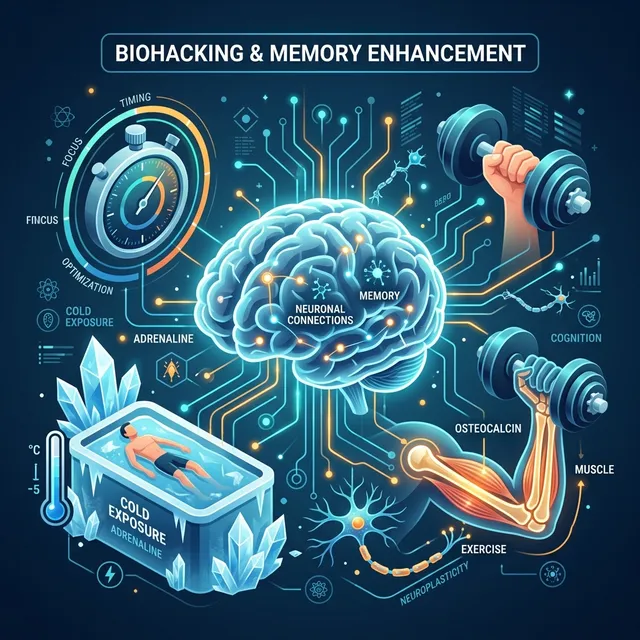 A glowing human brain integrating with modern scientific elements, representing advanced biohacking and memory enhancement tools.